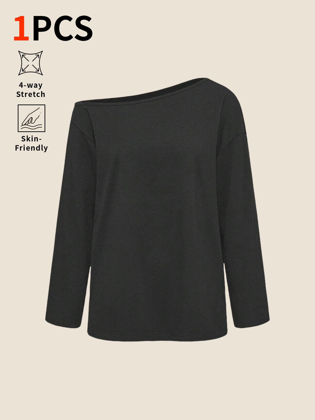 Base Layer Top - Atasan lengan panjang longgar warna polos
