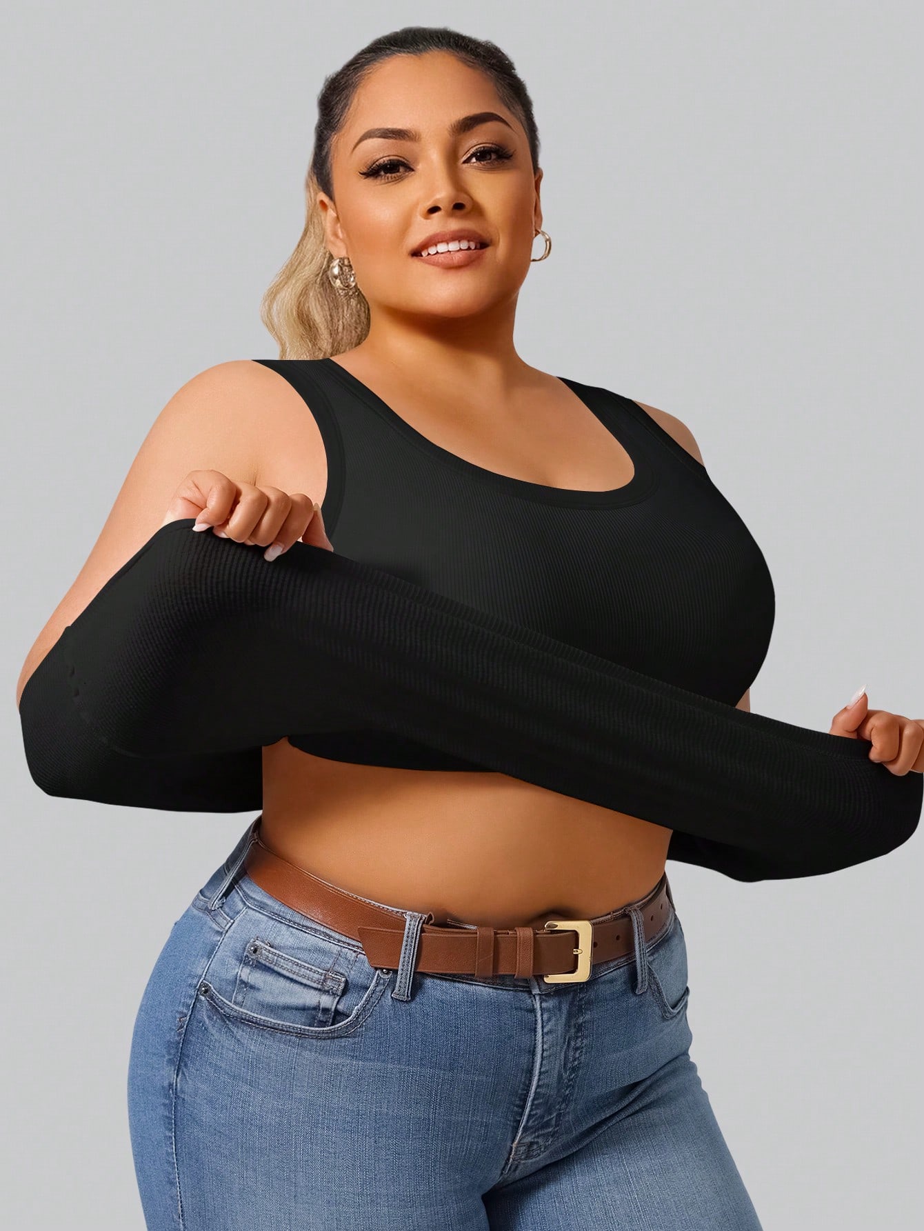 Tank Top Ribbed - Tank Top Crop Ribbed High Stretch