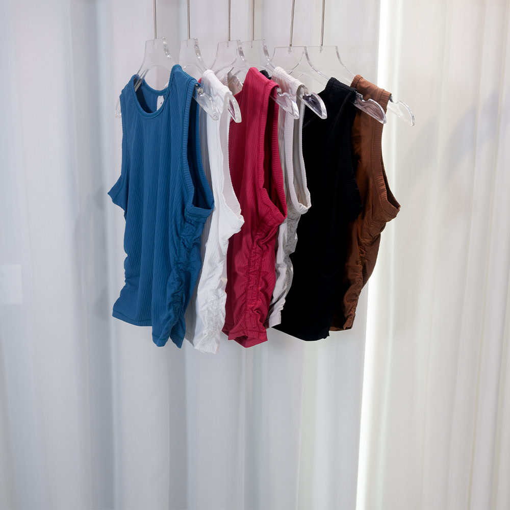 Tank Top Ribbed - Pakaian Yoga Musim Panas Atasan Tanpa