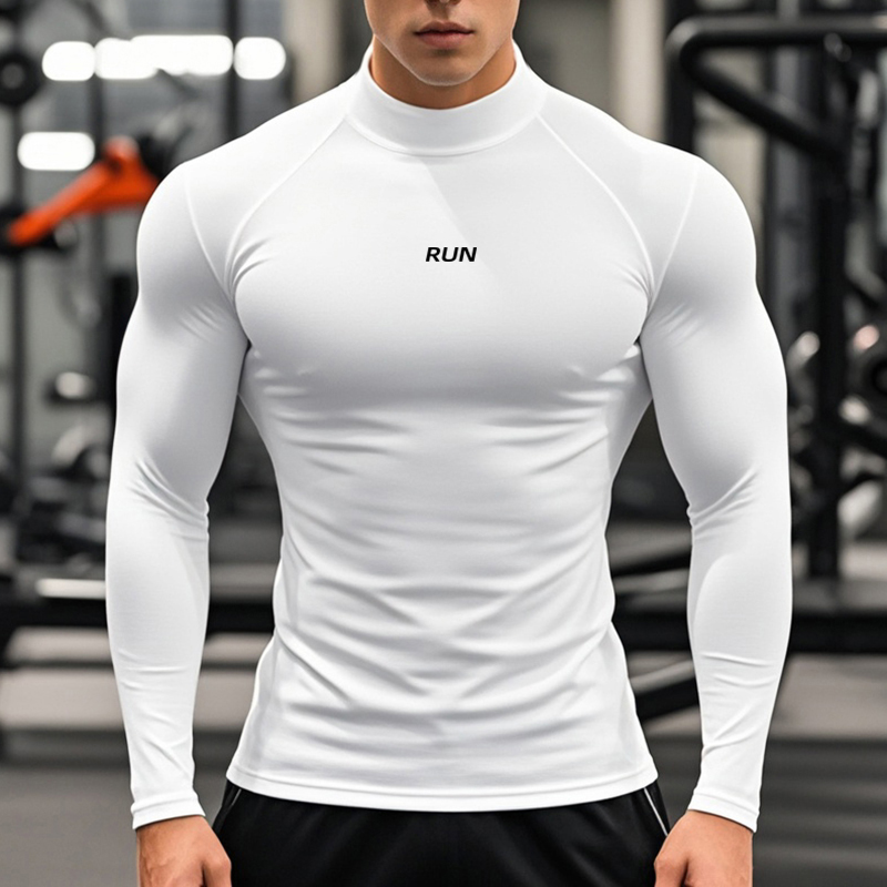 Kaos Lari Pria Kerah Tinggi Ce - T Shirt Tight Fit ulasan dan harga