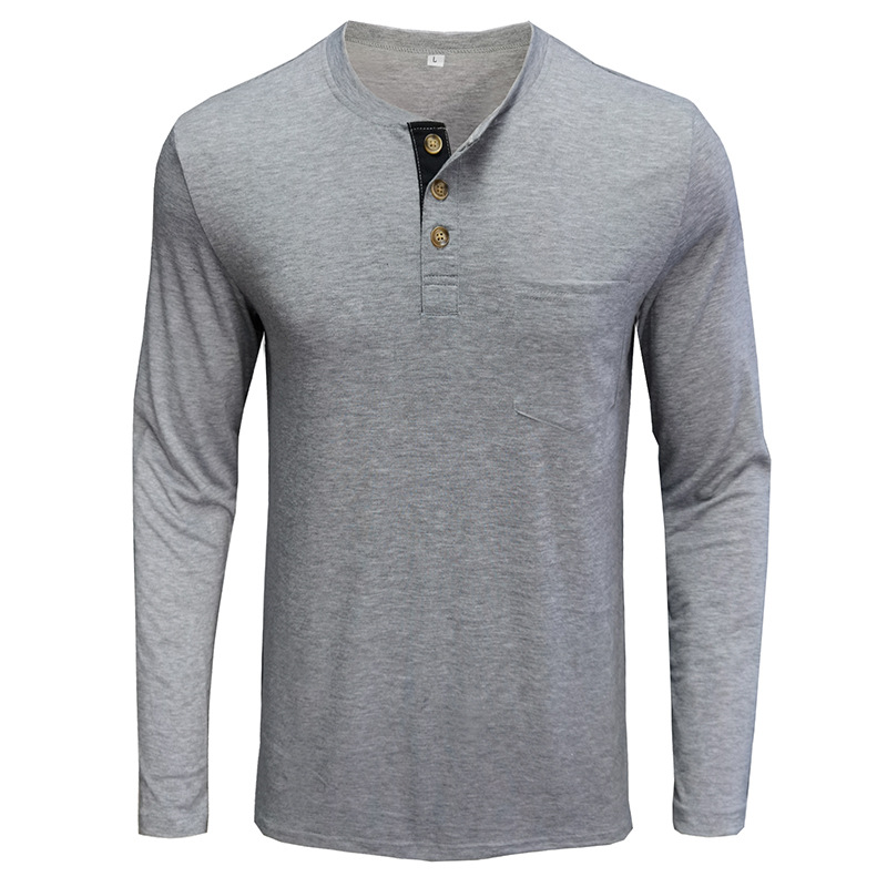 Kaos Henley Lengan Panjang Pri - Undershirt Crew Neck ulasan dan harga