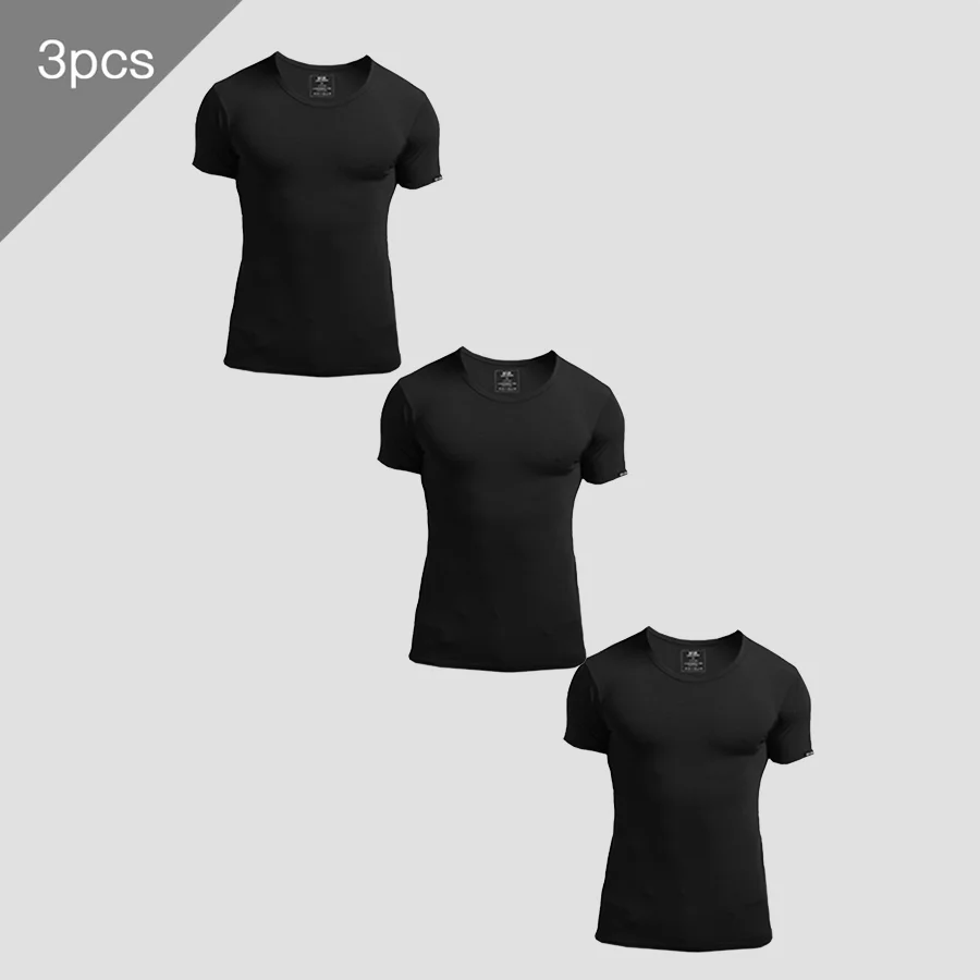 3PCS Kaos Lengan Pendek Musim  - Undershirt Crew Neck ulasan dan harga