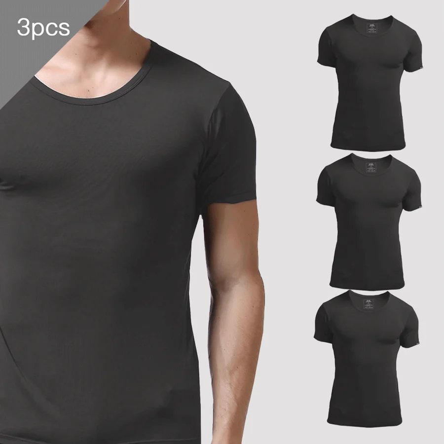 3PCS Kaos Lengan Pendek Musim  - Undershirt Crew Neck ulasan dan harga