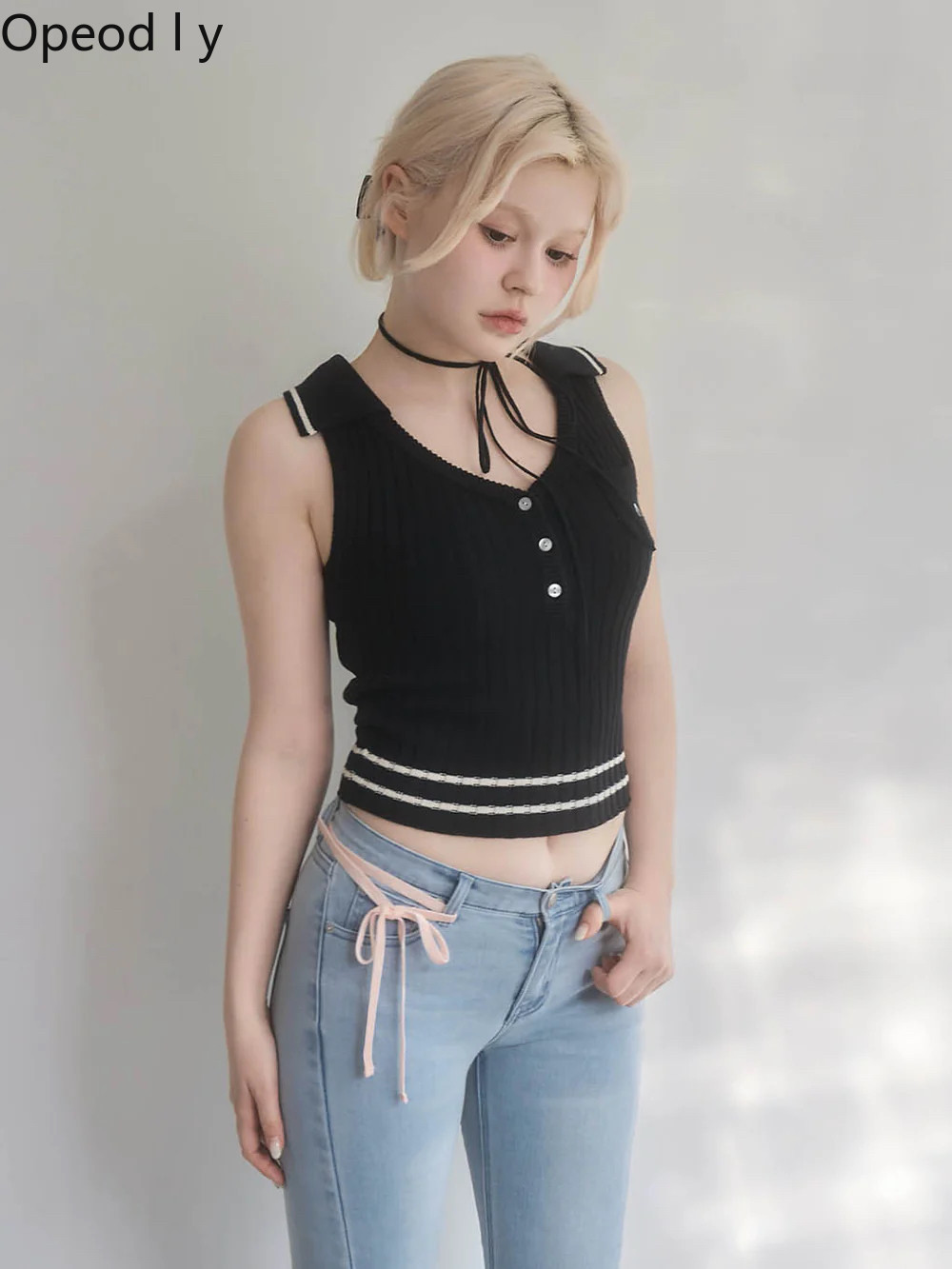 Rompi Rajut Tanpa Lengan Kerah - Suspender Tank Top ulasan dan harga