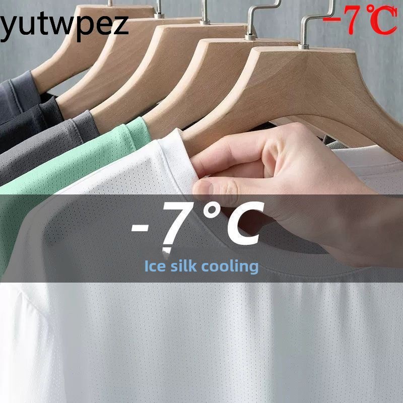 Kaus Pria Sutra Es Musim Panas - T Shirt Tight Fit ulasan dan harga